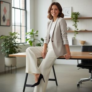 J. Crew Parke Linen Blend Blazer Jacket Beige Gray Sz 6 Preppy Office Academia